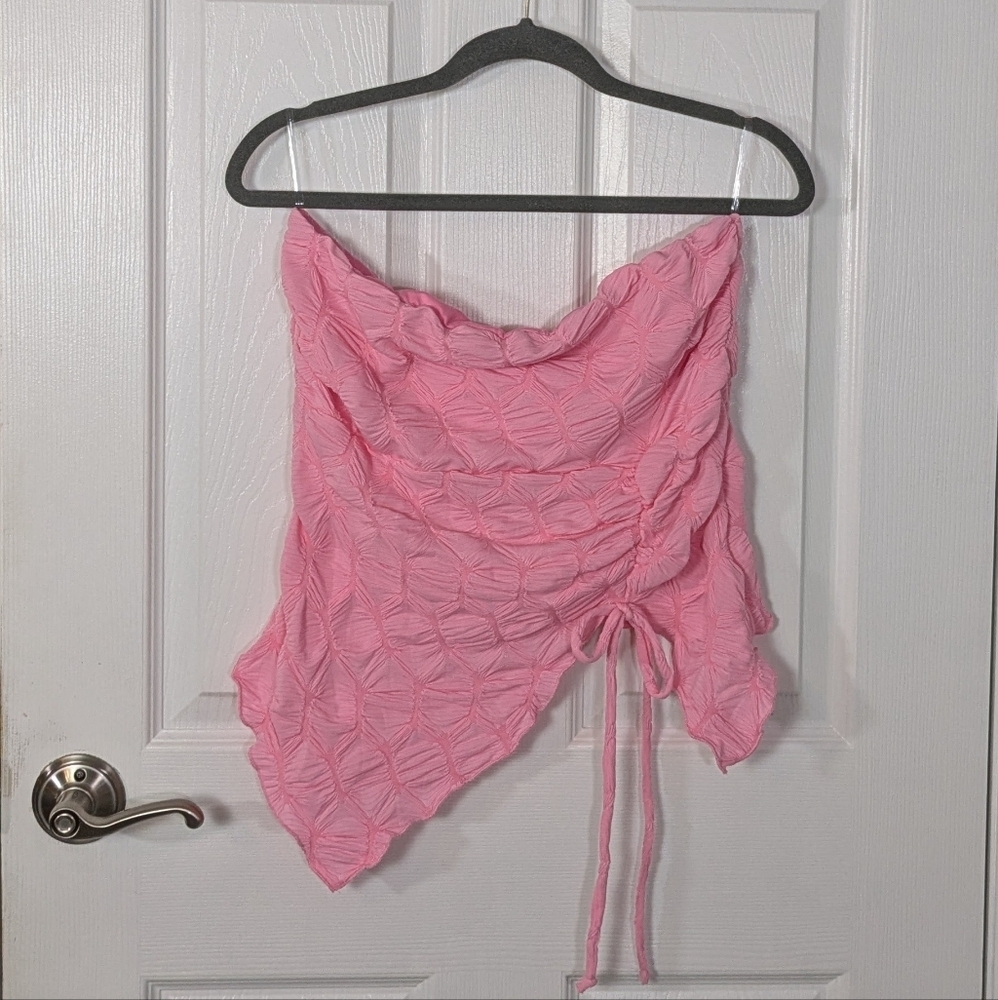 See You Monday Pink Ruched Crop Top